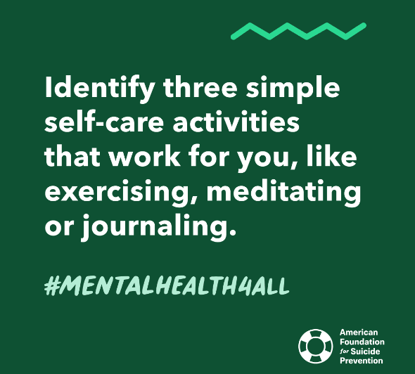 Identify three self care activities